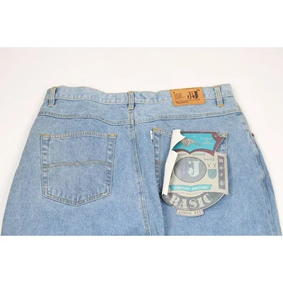 NOS Vintage 90s Streetwear Mens 36x34 Baggy Loose Fit Denim Jeans Blue Cotton